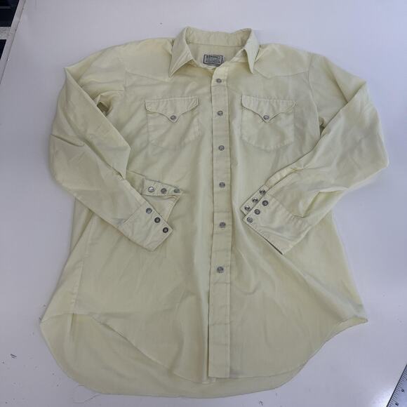 VINTAGE HBarC Ranchwear Shirt Mens 16.5 34 Western Pearl Snap Made USA 70s - Picture 4 of 12